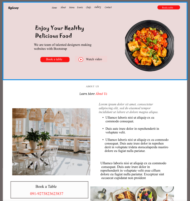 Spicey Restaurant Figma Design